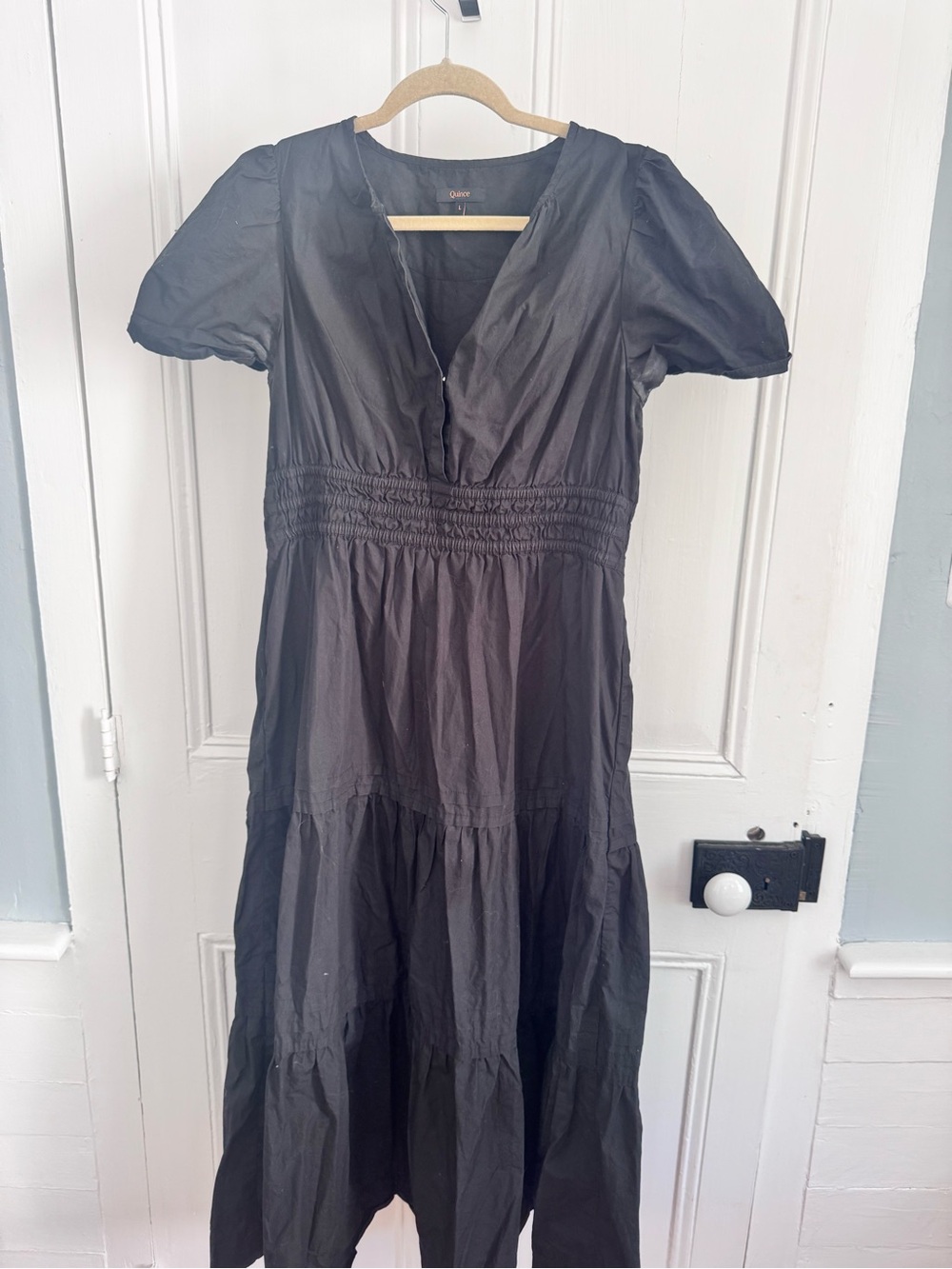 Quince black maxi women’s large organic cotton poplin $168 retail